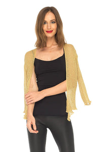 SHU-SHI Womens Sparkly Metallic Knitted Sheer Shrug Cardigan Bolero Top One Size Fits Most