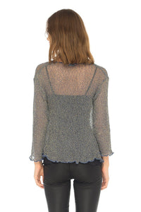 SHU-SHI Womens Sparkly Metallic Knitted Sheer Shrug Cardigan Bolero Top One Size Fits Most