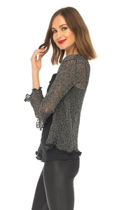 SHU-SHI Womens Sparkly Metallic Knitted Sheer Shrug Cardigan Bolero Top One Size Fits Most