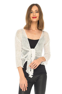 SHU-SHI Womens Sparkly Metallic Knitted Sheer Shrug Cardigan Bolero Top One Size Fits Most