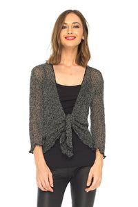 SHU-SHI Womens Sparkly Metallic Knitted Sheer Shrug Cardigan Bolero Top One Size Fits Most