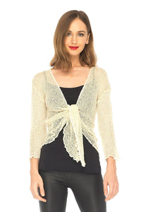 SHU-SHI Womens Sparkly Metallic Knitted Sheer Shrug Cardigan Bolero Top One Size Fits Most