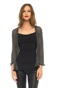 SHU-SHI Womens Sparkly Metallic Knitted Sheer Shrug Cardigan Bolero Top One Size Fits Most